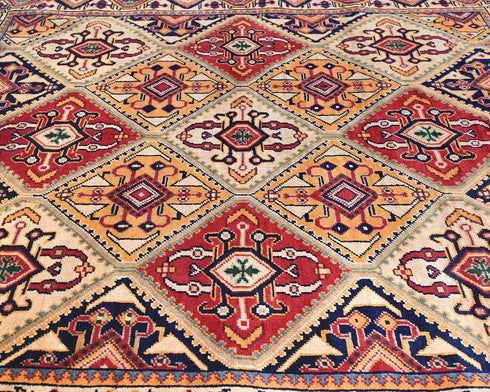 5x5 Yousafi Multicolor Afghan Hand Knotted Square Wool Area Rug